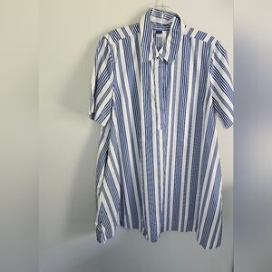 Old Navy Shirt Dress Full Blue White Stripes